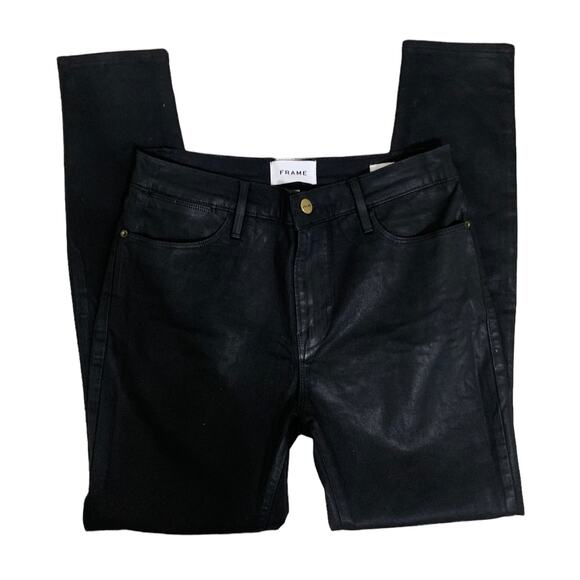 Frame le high skinny Noir coated denim skinny jeans size 28 NEW $240 - Picture 3 of 7